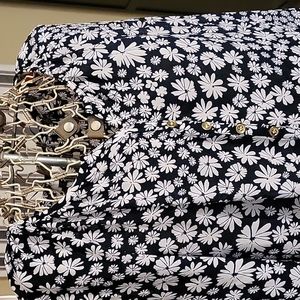 Charter Club blouse. Black floral print. Size L